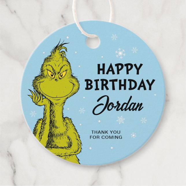 Dr. Seuss | Grinch Étiquette de cadeau d'anniversa (Devant)