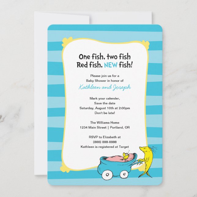 Dr. Seuss | Un Poisson - Invitation à une Baby Sho (Devant)