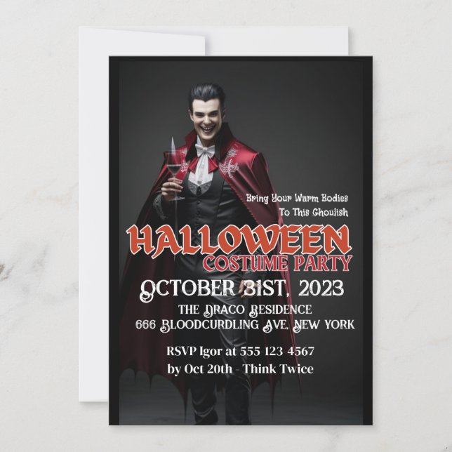 Dracula Cocktail Halloween Party Invitation (Devant)