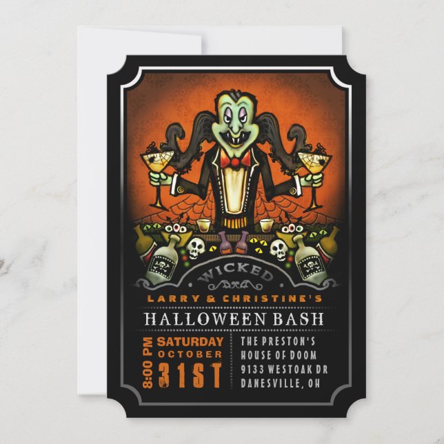 Dracula Halloween Bash Party Fun Invitation (Devant)