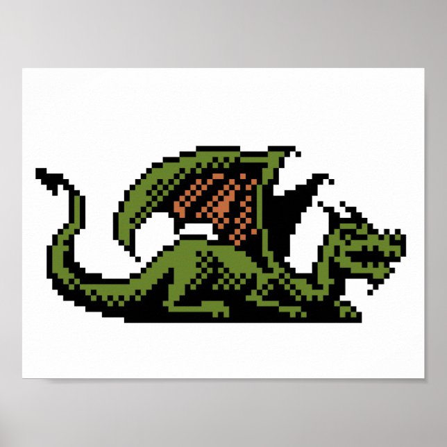 Dragon 8-Bit Pixel Art Poster (Devant)
