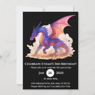 Dragon à flamme céleste Invitation Anniversaire