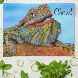 Dragon à poils colorés 1/2 Serviette de cuisine pl