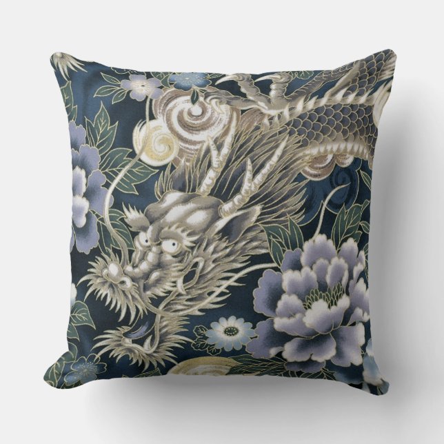 Dragon asiatique décoratif Floral Patten Coussin (Recto)