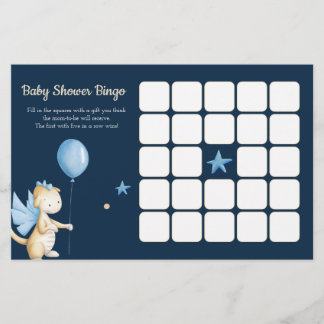 Dragon avec Baby shower bleu Balloon Bingo Card