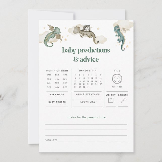 Dragon Baby Predictions & Conseils Baby shower Jeu (Devant)