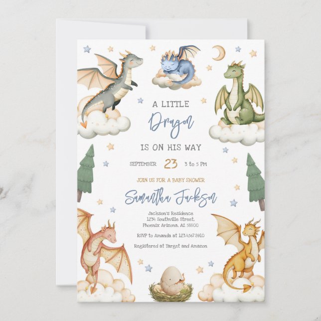 Dragon Baby Shower Invitation (Devant)