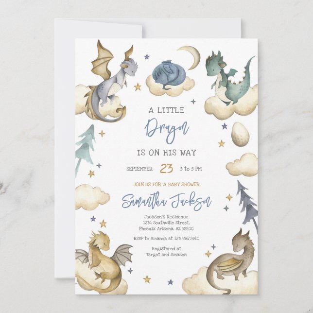 Dragon Baby Shower Invitation (Devant)
