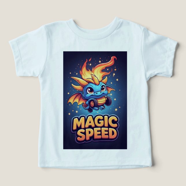 Dragon Bébé Bleu Aventure Vitesse Enfants 🐉 (Design Recto)