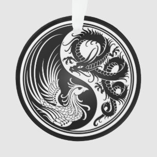Dragon blanc et noir Phoenix Yin Yang