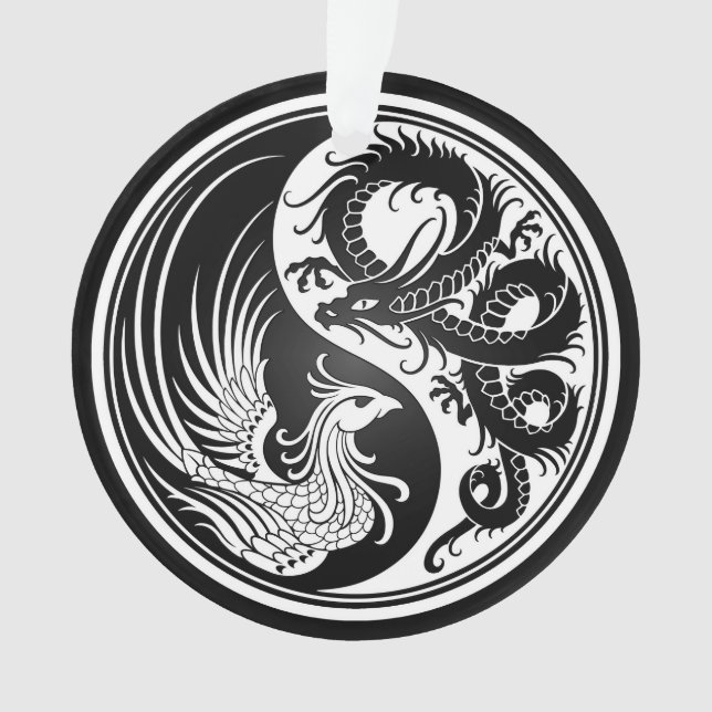 Dragon blanc et noir Phoenix Yin Yang (devant)