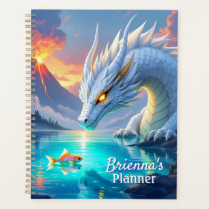 Dragon blanc surréaliste et poisson d'or personnal