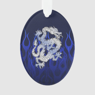 Dragon Bleu dans Chrome Carbon course flammes
