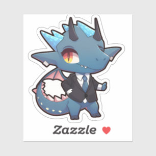Dragon bleu dans un Sticker en costume