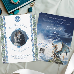 Dragon bleu Faire-part de mariage celtique RSVP