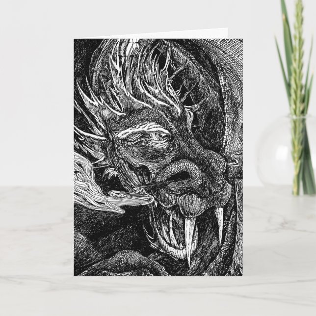 Dragon "Bonne chance !" carte de voeux (Devant)
