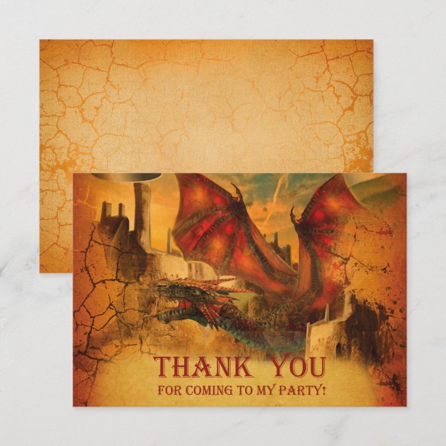 Dragon Carte de remerciements (Devant / Derrière)