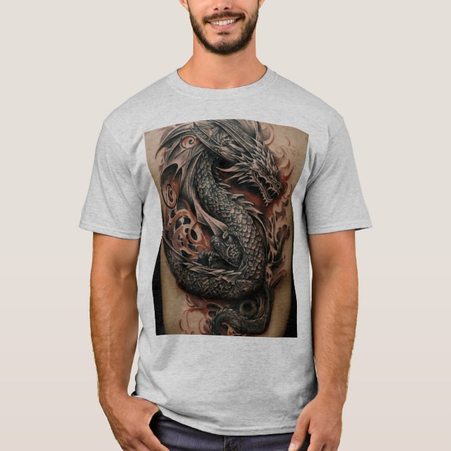 Dragon Celtic Abstrait Tattoo T-Shirt Design (Devant)
