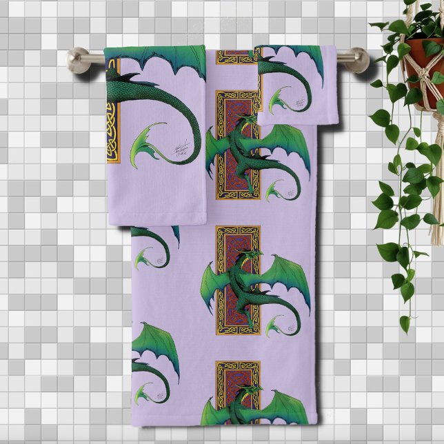 Dragon Celtique Vert Motif Noué Fantastique Violet (Créateur téléchargé)