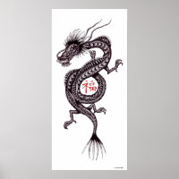 Dragon chinois avec bonne chance affiche d'art