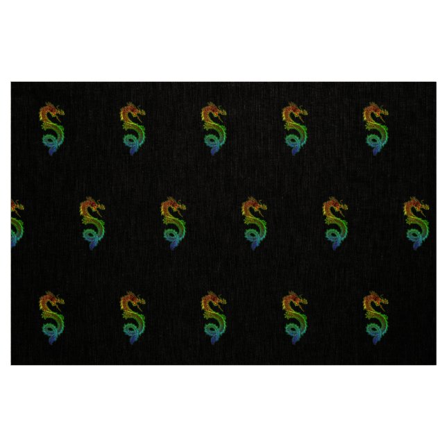 Dragon chinois coloré tissu de lin naturel (Fat Quarter)