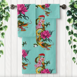 Dragon chinois Fleurs de lotus Cerisier en fleurs