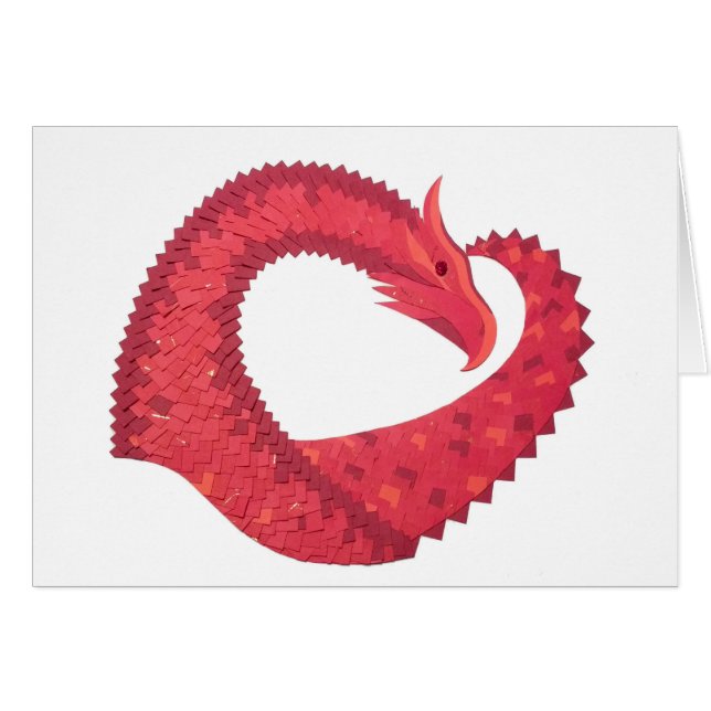 Dragon cœur rouge sur fond blanc (Devant horizontal)
