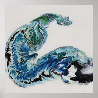 « Dragon dans les vagues – Affiche abstraite d'éne