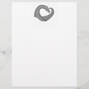 Dragon de coeur gris sur blanc