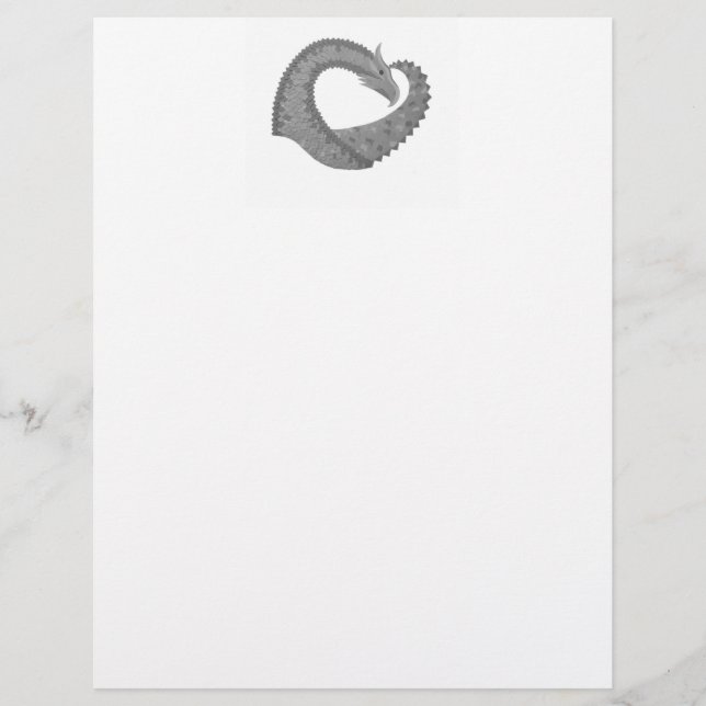 Dragon de coeur gris sur blanc (Devant)