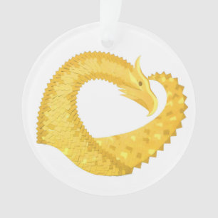 Dragon de coeur jaune sur blanc
