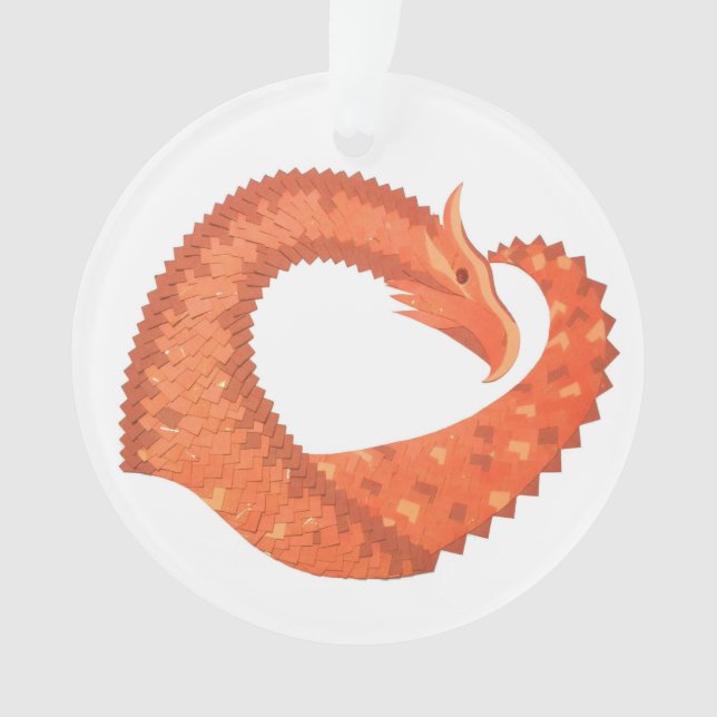 Dragon de coeur orange sur blanc (devant)