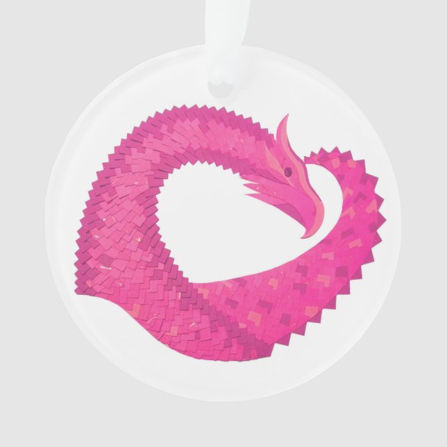 Dragon de coeur rose chaud sur blanc (devant)