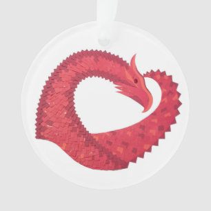 Dragon de coeur rouge en blanc