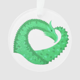 Dragon de coeur vert sur blanc