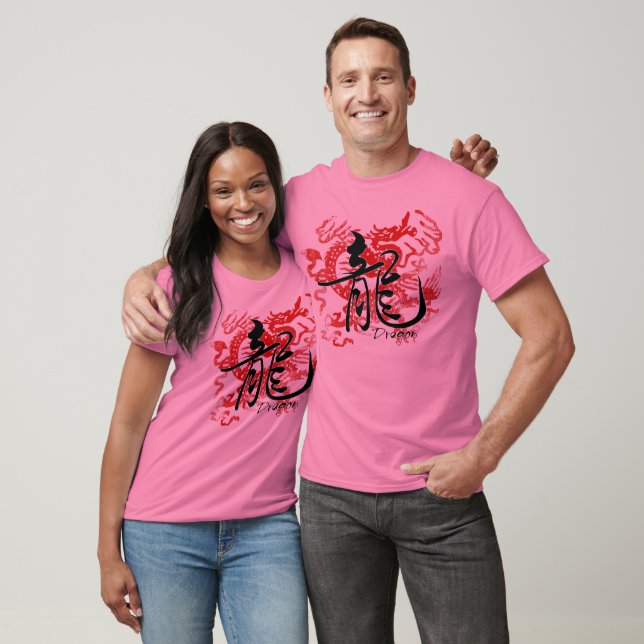 Dragon de Zodiac en T-shirt Kanji Burnout (Unisexe)