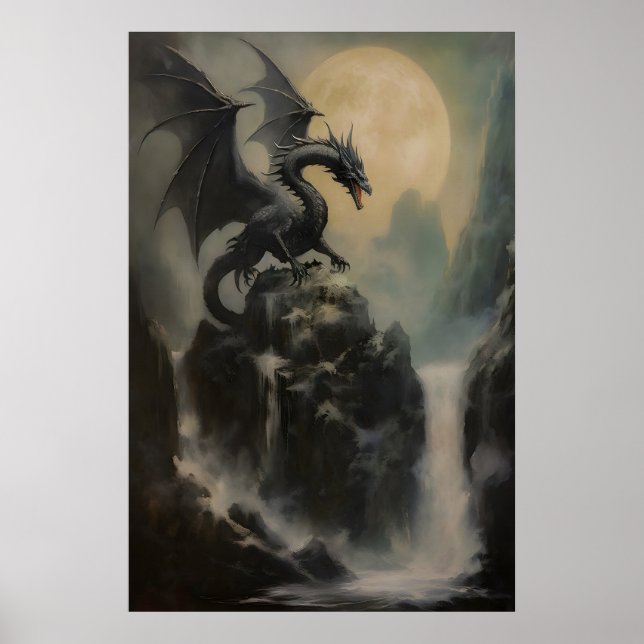 Dragon DND Décoration Murale, Peinture à l'Huile F (Devant)