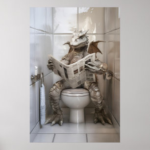 Dragon Drôle sur Impression de Journal sur Toilett