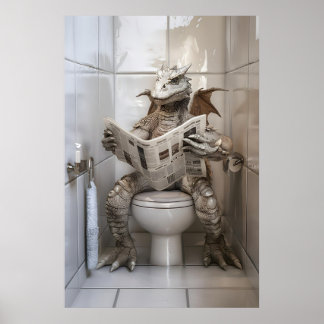 Dragon Drôle sur Impression de Journal sur Toilett