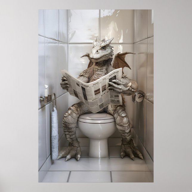 Dragon Drôle sur Impression de Journal sur Toilett (Devant)
