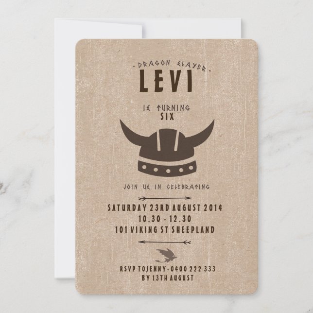 Dragon et invitation d'anniversaire de Viking (Devant)