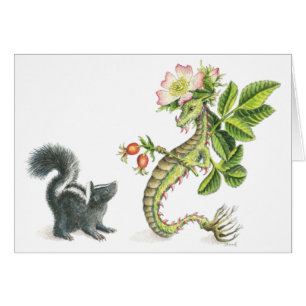 Dragon et mouffette roses sauvages - carte
