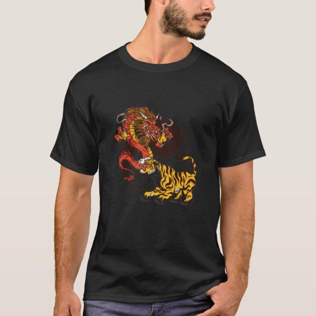 Dragon-et Tiger-Yin-Yang T-Shirt Design (Devant)