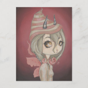 Dragon fée carte postale rose