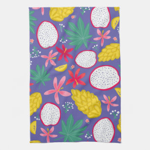 Dragon fruit tropical fleurs violet serviette de c