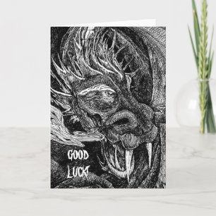 Dragon 'Good Luck!' carte de voeux texte avant