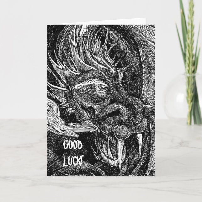 Dragon 'Good Luck!' carte de voeux texte avant (Devant)
