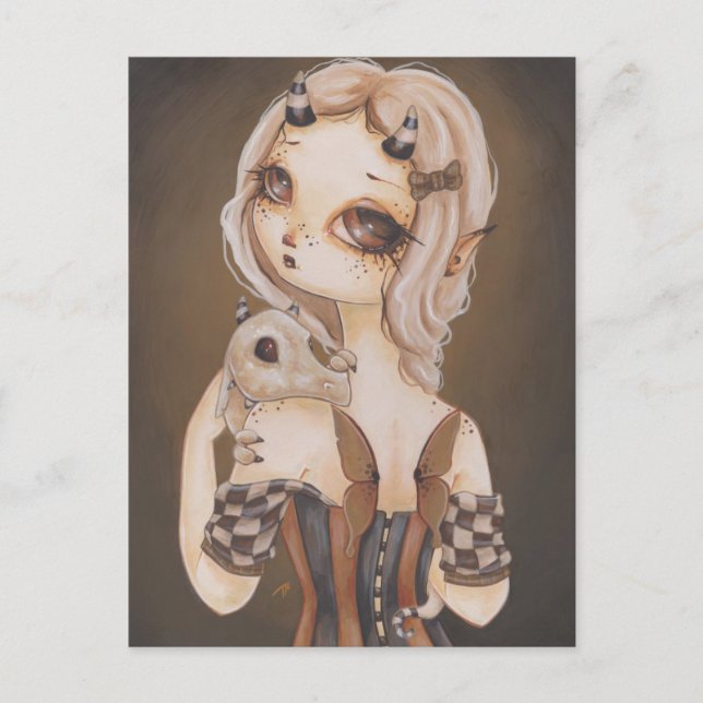 Dragon gothique fée imaginaire art carte postale (Devant)