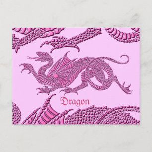 Dragon héraldique (rose) - Carte postale