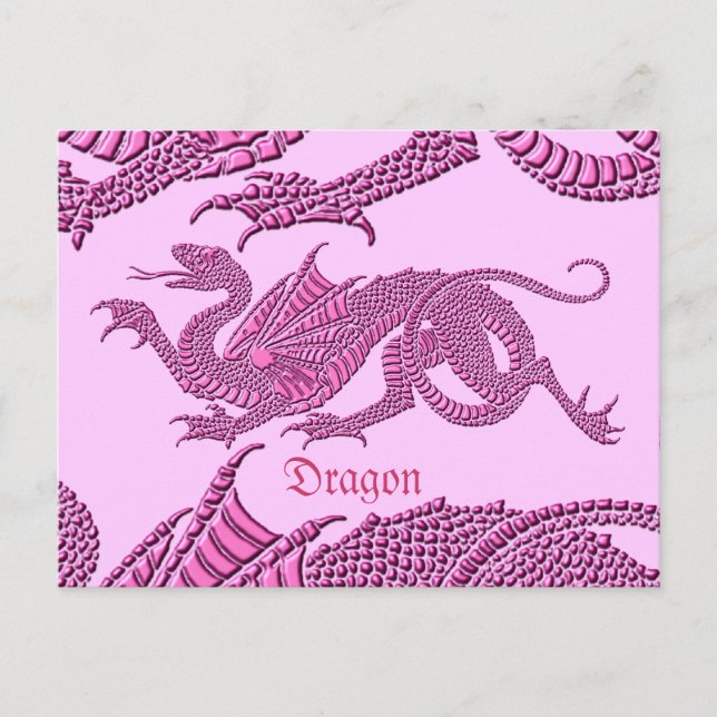 Dragon héraldique (rose) - Carte postale (Devant)